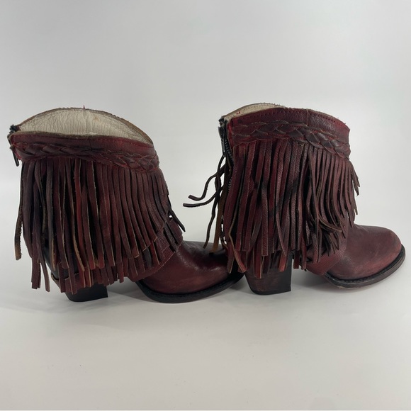 Freebird Tonto Dark Red Leather Fringe Boots - Size 6 - Picture 8 of 9